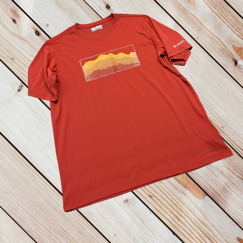 Columbia M PFG Omni-Freeze short sleeve reddish orange graphic tee